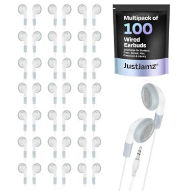 Imagem de SeattleTech Pacote de atacado com 100 fones de ouvido para fone de ouvido branco simples para iPhone 5 5s 4 4s 3G 3Gs iPod MP3 MP4