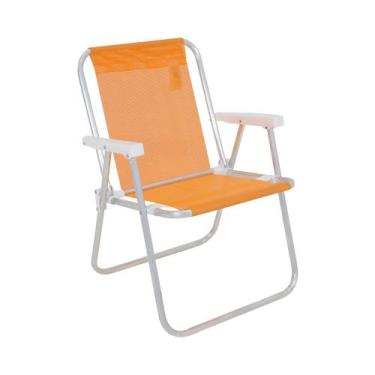 Imagem de Cadeira de Praia, Piscina, Camping Alta Alumínio Lazy Sannet Laranja B