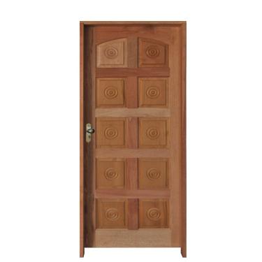 Imagem de Kit Porta De Madeira 210X82Cm Batente 11Cm Fechadura Taco De Golf Externa Torneada 10 Bicos Padrão