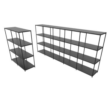 Imagem de Praleira De Aço Reforçada Mini Porta Pallet 200x60x90 Estante Estoque Bandeja Preta Módulos Conjugados 2 + 5