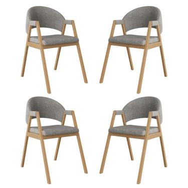 Imagem de Kit 4 Cadeiras Suellen Luxo Reforçada Mesa De Jantar Linho Grafite