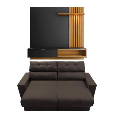 Imagem de Sofá 3 Lugares Cama Inbox Clean Retrátil E Reclinável 190 Café