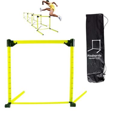 Imagem de 1 peça com obstáculos ajustáveis, equipamento de treinamento de agilidade destacável com escala, obstáculo de treino de futebol para atletismo, obstáculos de velocidade de salto internos e externos