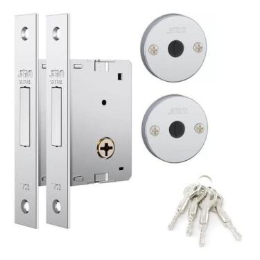 Imagem de Fechadura Auxiliar Stam 1001 Tetra Chave Par p/ Perfil 50mm