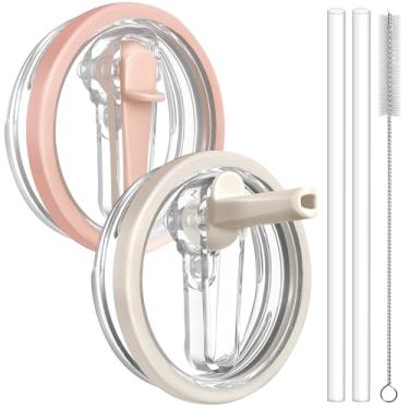 Imagem de ANTAND Tampa de copo de substituição de 1,134 g para acessórios Stanley Cup, canudo flip à prova de vazamento para tampas Stanley Quencher H2.0 Protour, pacote com 2 tampas à prova de vazamento (creme