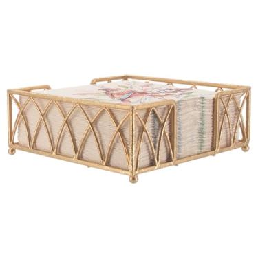 Imagem de Boston International Porta-guardanapos de almoço com design de arco, 17 x 17 cm, folha dourada