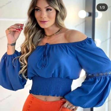 Imagem de Blusinha crooped estilo Ciganinha com Gripe na Manga - CRIS MODAS FASH