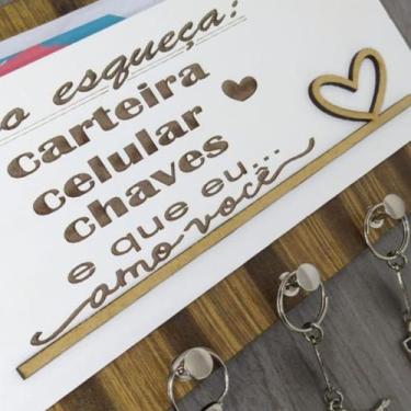 Imagem de Porta chaves Não esqueça carteira chaves e celular A01 - CARIOCA ARTES