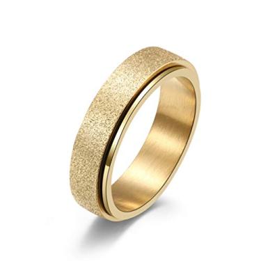 Imagem de Aprila Anel giratório Fidget Anxiety prata/ouro/preto/prata retrô de aço inoxidável para alívio de estresse, glitter, jateamento, aliança de casamento para mulheres e homens, tamanho 7-12, Metal, Sem