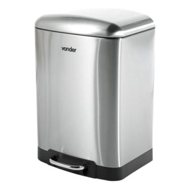 Imagem de Lixeira Retangular 12 Litros Inox Cinza Vonder