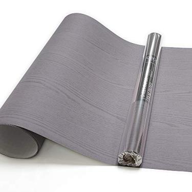 Imagem de Papel de parede de madeira para contato com papel de parede autoadesivo de madeira decorativo de 19,6" x 118" para móveis, grãos de madeira, papel de parede, descasque e cole papel de contato de filme PVC de vinil removível à prova d'água, 19 × 118 inches, Gray