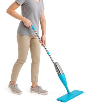 Imagem de Mop Esfregão Spray com Reservatório para Água e Detergente, Rodo com Pano de Microfibra, Sistema de Limpeza Rápida, Limpa e Seca