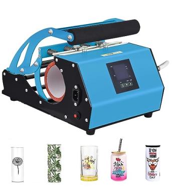 Imagem de CIADAZ Máquina de prensa térmica de copo 110V para sublimação de 11oz-20oz Copos finos em branco retos Canecas de vidro DIY Caneca Copo Impressão de transferência térmica com configuração de tempo de