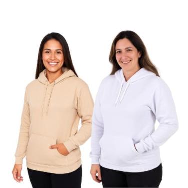 Imagem de Kit 2 Blusa Moletom Feminino Confortável Macio Com Capuz Flanelado - A
