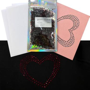 Imagem de Genio Cristal SS10 Dark Siam Ultra Hotfix Strass com molde de coração e fita de transferência – 3600 peças – Kit de prensa térmica DIY romântico