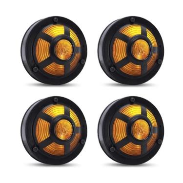 Imagem de 4 Lanterna Lateral Degrau Com Aro Tela Base Reta Gf0123am