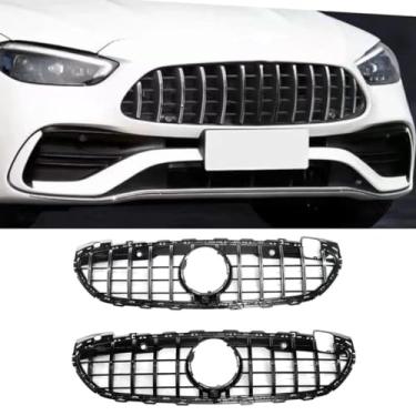 Imagem de Grade de para-choque de carro tiras decorativas kit de carroceria grade de corrida grade de para-choque dianteiro para C-Class W206 2021-2024 exterior (preto)