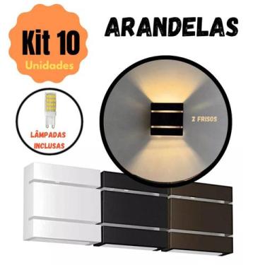 Imagem de Kit 10 Arandelas com Lâmpadas LED G9  Luminária Decorativa para Parede