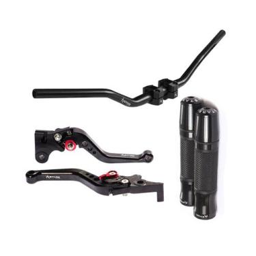 Imagem de Kit Guidão Esportivo Manopla Punho Luva Manete Yamaha MT 03 - Stark Ra