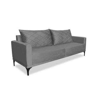 Imagem de Sofá 3 Lugares Eros Veludo Cinza Chumbo 200 cm - Modern