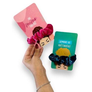 Imagem de 10 Scrunchies Xuxinha De Veludo para presente + Tag Cartela - Wanui, R