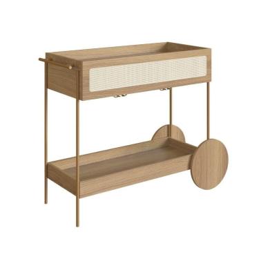 Imagem de Carrinho Bar 1 Gaveta Oslo Artesano 112 Cm Largura Mdp Hanover Palha Sintética Bege Pé...