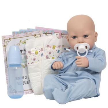 Imagem de Bebe Tipo Reborn 100% Vinil Siliconado Pagão Pijama Azul - Cegonha Reb