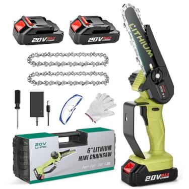 Imagem de WEMARS Mini Motosserra Crodless, Motosserra Elétrica Pequena De 6 Polegadas Com 2 Baterias, Serras Portáteis Superportáteis Para Corte De Árvores, Galhos De Árvores, Quintal E Ferramenta De Jardim