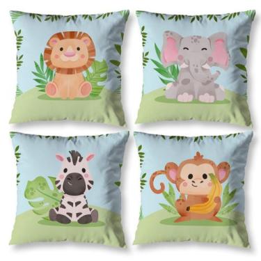 Imagem de Kit 4 Capas Almofada 40cm X 40cm Decorativa Infantil Kids Digital Sem 