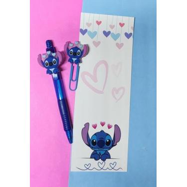 Imagem de Kit Stitch Angel Stich canetas esferograficas clip marca pagina presen