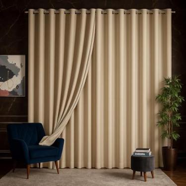 Imagem de Cortina Voil Linho 10,00x2,40 Forro Microfibra Alto Padrão