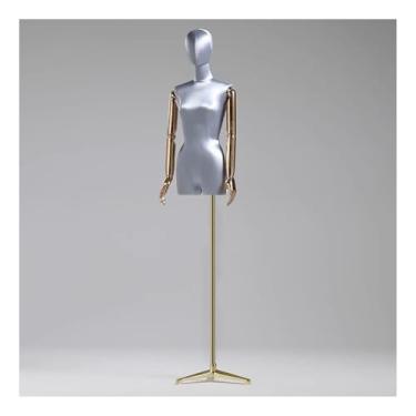 Imagem de Manequim feminino de fibra de vidro com torso de seda, ajustável de 47 a 84 pol., giratório e removível, para loja de roupas e costura(Gray)