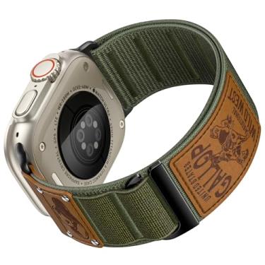 Imagem de Pulseira masculina compatível com Apple Watch Ultra 2 de 49 mm, pulseira esportiva de nylon macio apresenta um emblema de couro personalizado do emblema cowboy para iWatch de 46 mm, 45 mm e 44 mm