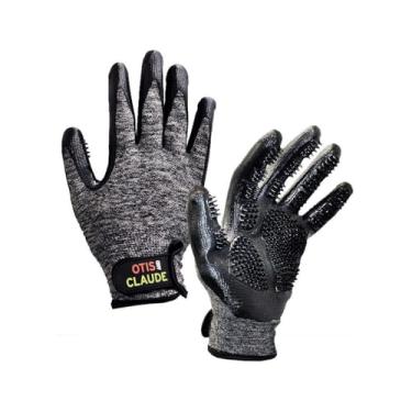 Imagem de Luvas para cuidados de animais de estimação Otis & Claude com alça ajustável – Removedor de pelos suave e confortável, banho, massagem, escova – esquerda e direita – para gatos, cães e cavalos