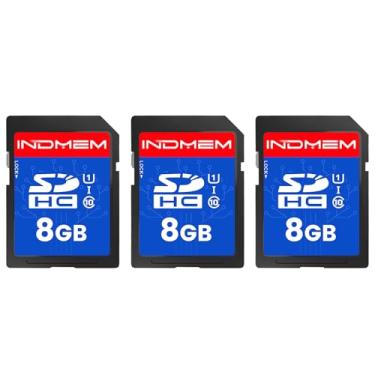 Imagem de Cartão SD de 8 GB INDMEM (pacote com 3), cartões de memória C10 SDHC UHS-I U1 Classe 10 de alta velocidade, vídeo Full 4K HD compatível com câmeras digitais point-and-shoot, filmadoras HD, DSLR e PC