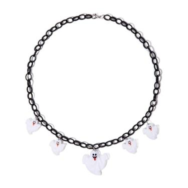 Imagem de Kokoma Colar com pingente multifantasma para mulheres, lindo pingente de acrílico, corrente preta, gargantilha empilhável ajustável, bijuteria de fantasia de Dia das Bruxas
