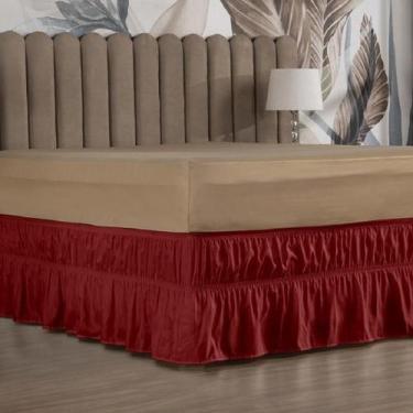 Imagem de Saia Box Cama Solteiro 2 Elásticos Ajustável Babado 1 Peça - Ametista 