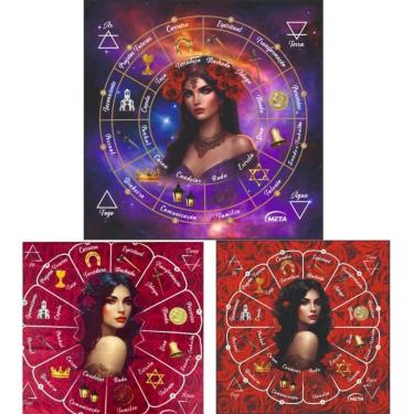 Imagem de Toalha Sublimada Cigana Tarot Baralho 70X70Cm- Selecione Cor