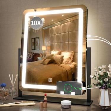 Imagem de Espelho de maquiagem FENNIO LED Lighted 19x22cm com 3 cores