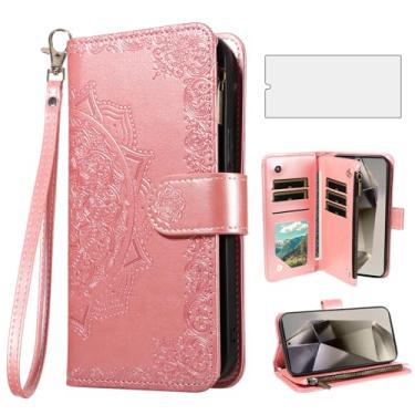 Imagem de Asuwish Capa de celular para Samsung Galaxy S24 Ultra 5G capa carteira celular com protetor de tela de vidro temperado e porta-cartão de crédito flor suporte suporte S24Ultra 24S S 24 24Ultra feminino