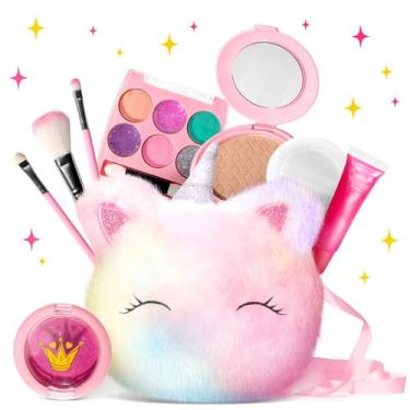 Imagem de Kit de maquiagem ULOVEME Kids para meninas com bolsa de moedas e cosmé