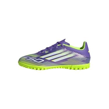 Imagem de adidas Tênis unissex adulto F50 Club Turf, Roxo/branco/limão lúcido, 14 Women/13 Men