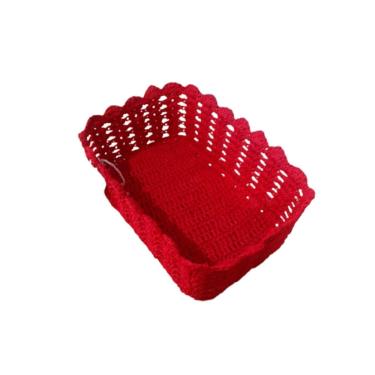 Imagem de Cesto Organizador de Croche Branco Retangular 28 x 18 cm