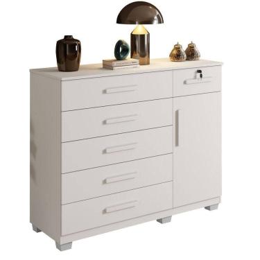 Imagem de Cômoda Milão 6 Gavetas 1 Porta 1 Prateleira Com Sapateira Branco