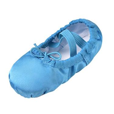 Imagem de STELLE Girls Ballet Dance Shoes Satin Slippers Gymnastics Flats Split Sole with Ribbon