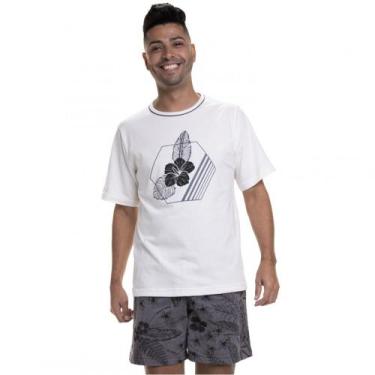 Imagem de Pijama de Manga em Malha Masculino Floral - Chumbo - G - Puff, Chumbo,