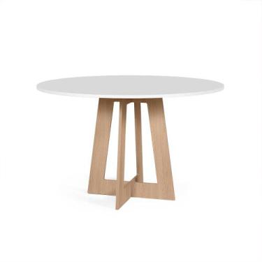 Imagem de Mesa de Jantar Redonda 4 Lugares 90cm Montreal Branco/Jade - Straub We
