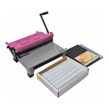 Imagem de Kit Encadernadora de Wire-O 2X1 + 100 Capas A4 + 100 Wire-O - Cassmar 