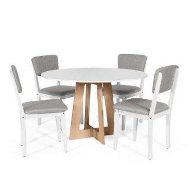 Imagem de Mesa de Jantar Redonda Montreal Bran/Jade com 4 Cadeiras Estofadas Ell