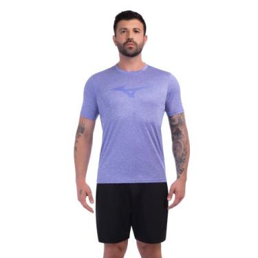 Imagem de Camiseta de Corrida Mizuno Run Spark Mescla Masculina, Preto, G